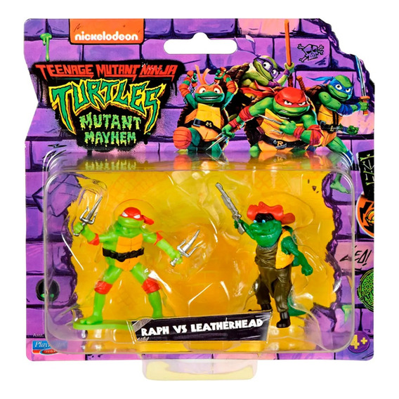 Mini Figuras Tortugas Ninja X2 Raph Vs Leatherhead 