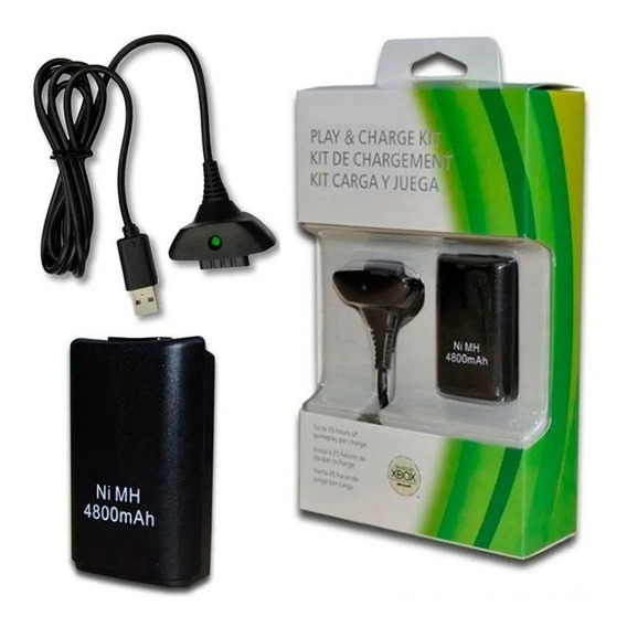 Kit Carga Y Juega Bateria Cargador Joystick Control Xbox 360