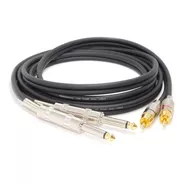 Cable Audio 2 Plug 6,5 Mono A 2 Rca Macho Metalico 1mts Hamc