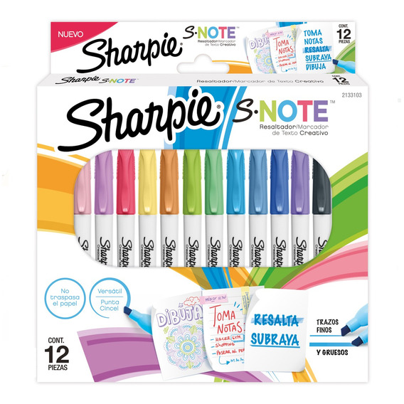 Destacadores Sharpie Note Set 12 Tonos Pasteles