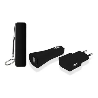 Kit 3 Em 1 Power Bank Com Cabo Micro Usb E Carregador Automo