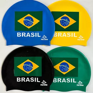 Touca De Natação Em Silicone Bandeira Do Brasil Pro Swim 