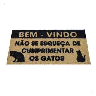 Tapete Capacho 80x40 Divertido Casa Lar Gato Não Se Esqueça De Cumprimentar Os Gatos