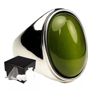 Combo Anillo Estilo Turco De Lujo Elegante Verde Acero Inoxb