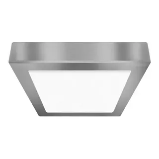 Plafon Led 18w Plateado Cuadrado Calido Superficial