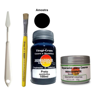 Kit Tinta Para Couro + Massa Reparadora + Pincel + Espatula