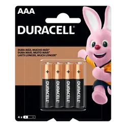 Pilha AAA Duracell Coppertop MN2400 Cilíndrica - kit de 4 unidades