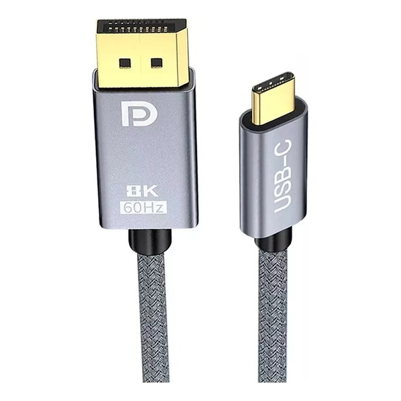 Cable Usb C A Displayport 8k 60hz 4k 144hz 2mts Alta Calidad