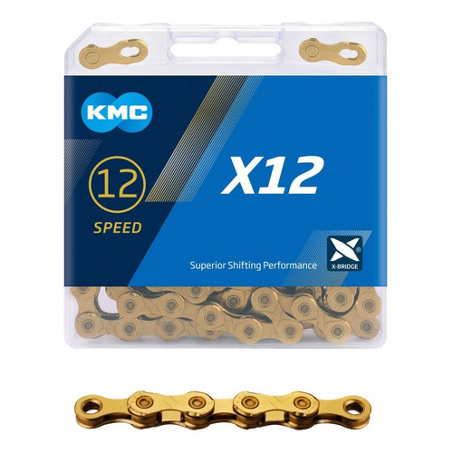 Cadena Bicicleta Kmc X12 Gold 126 Links Titanio / Monoplato 12 velocidades