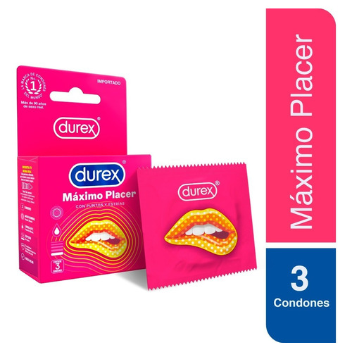 Durex Máximo Placer Caja 3 Condones Preservativos Lubricados