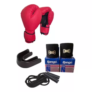 Kit Guantes Nacionales + Soga + Bucal + Venda Box Kickboxing