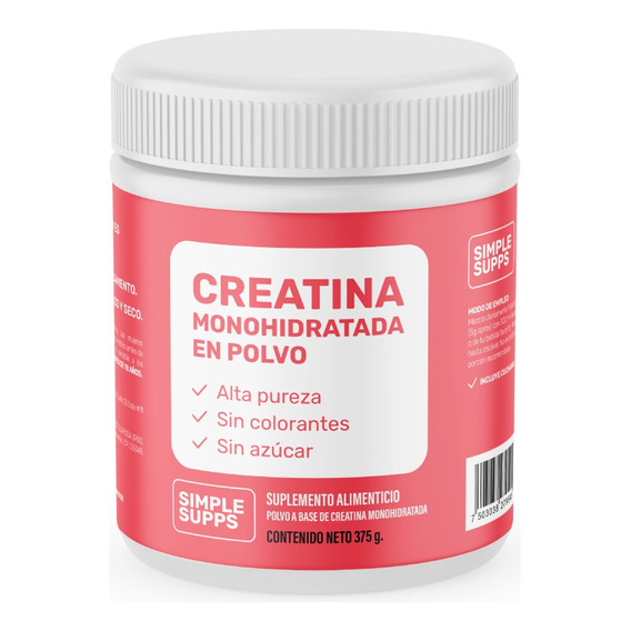 Creatina Monohidratada Simplesupps 375gr Para 75 Usos De 5gr Sabor Sin Sabor