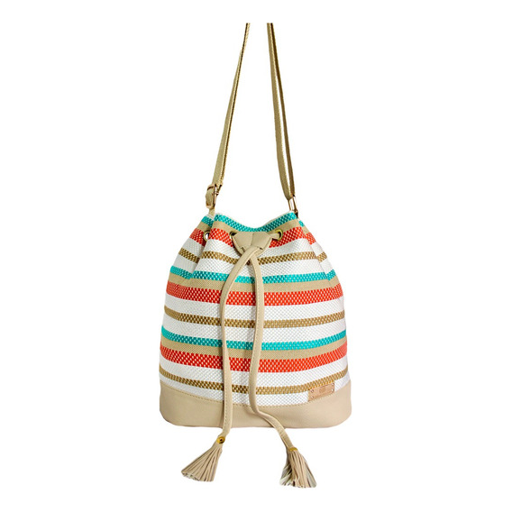 Bolso Manos Libres Bucket Dama Mujer Karla Chacon Aria