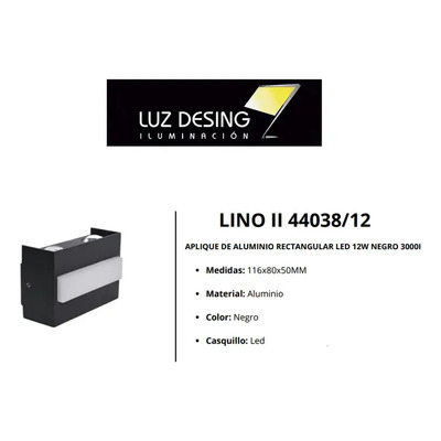 Bidireccional Lino 2 Aluminio Negro Frontal Exterior Cie Negro