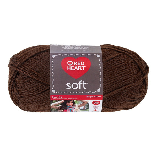 Estambre Acrílico Suave Liso Soft Yarn Red Heart Coats Color Chocolate 9344