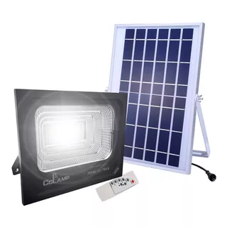 Reflector Led Panel Carga Solar 50w Control Remoto Ahorro Color De La Carcasa Negro 6v