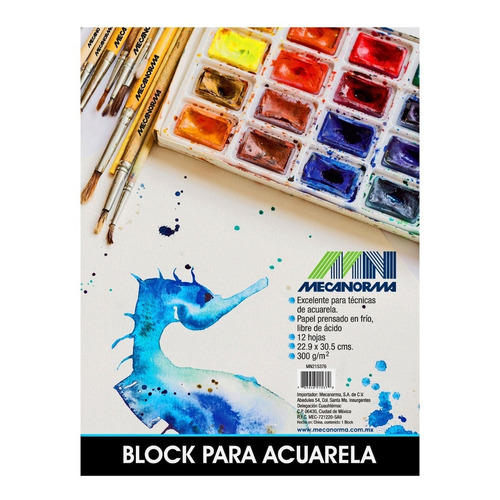 Block Acuarela Mecanorma 300gr G.fino 22.9x30.5cm 12hjs