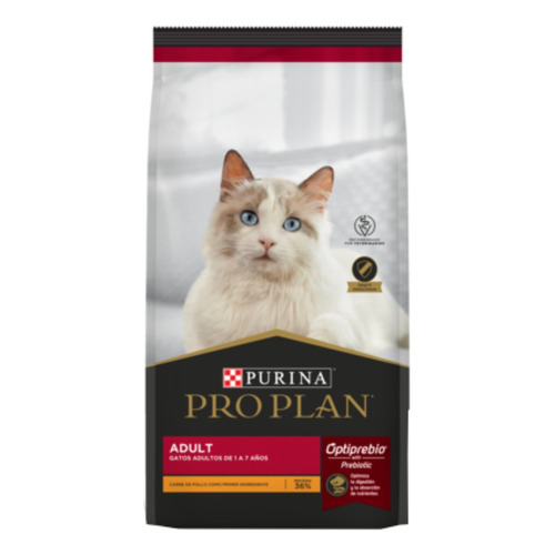 Alimento Pro Plan Optiprebio. Adult para gato adulto de raza mediana sabor pollo y arroz en bolsa de 3 kg
