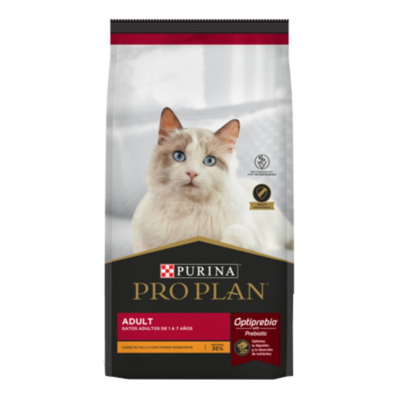 Alimento Pro Plan Optiprebio. Adult para gato adulto de raza  mediana sabor pollo y arroz en bolsa de 3kg