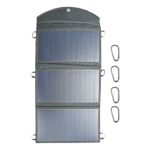 Cargador Solar 3 Paneles Gadnic Batería Plegable Portátil Color Negro