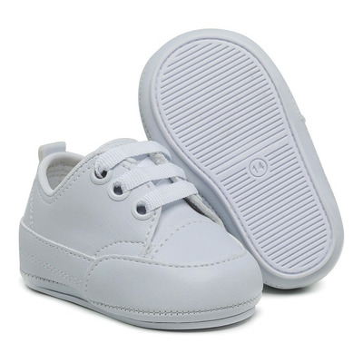 Tênis De Bebê Masculino Branco P/ Batizado Recém Nascido Boy