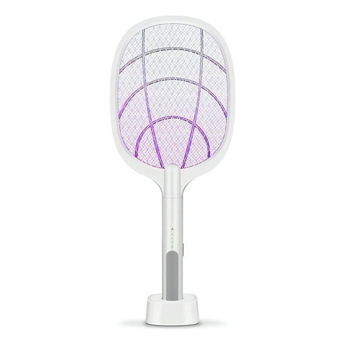 Raqueta Mata Mosquitos Moscas Insectos Luz Led Recargable Color Blanco