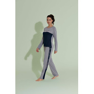 Pijama Longo Viscolycra - Ref. 14010 Cor:mescla;tamanho:p;