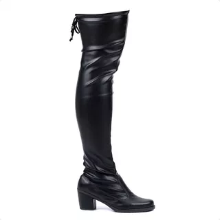 Bota Over The Knee Feminina Napa Stretch Com Elástico Salto