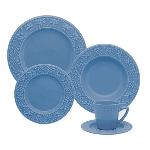 Set Juego De Vajilla X 30 Piezas Porcelana Capri Oxford Color Azul