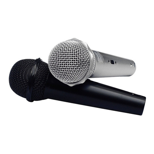 2 Microfonos Alambricos Dinamicos Multi Actividades 6.3mm Color Negro y Plata