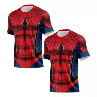 Kit 2 Camiseta Homem Aranha Infantil Tecido Dryfit