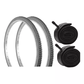 2 Pneu Aro 24 X 1 3/8 Cadeira Rodas + Câmaras Ar Vee Rubber Cor Cinza