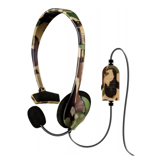 Auriculares Broadcaster con micrófono y control de volumen para PS4, color verde camuflaje