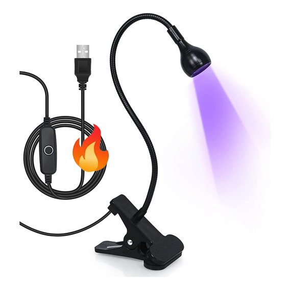 Lámpara Uv Led Cuello De Cisne Para Uñas Usb Con Clip Gel