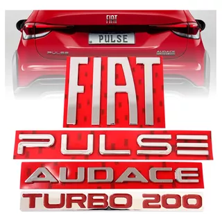 Kit 4 Emblemas Traseiro Fiat Pulse Audace Turbo 200