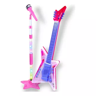 Guitarra Brinquedo Com Microfone E Pedestal Mp3