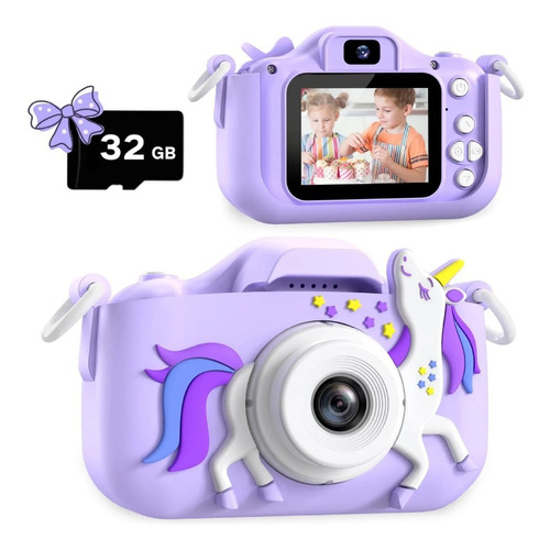 Camara Digital Para Niños Con Estuche Color Morado