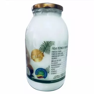 Aceite De Coco Alta Pureza Certificado 33,8 Oz (1 Litro)