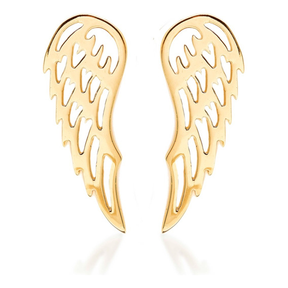 Aretes Alas Corazon Joyeria Artesanal Mexicana Baño Oro 14k