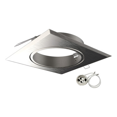 Spot Embutir Cuadrado Acero Apto Led Ar111 Gu10 Sin Lampara