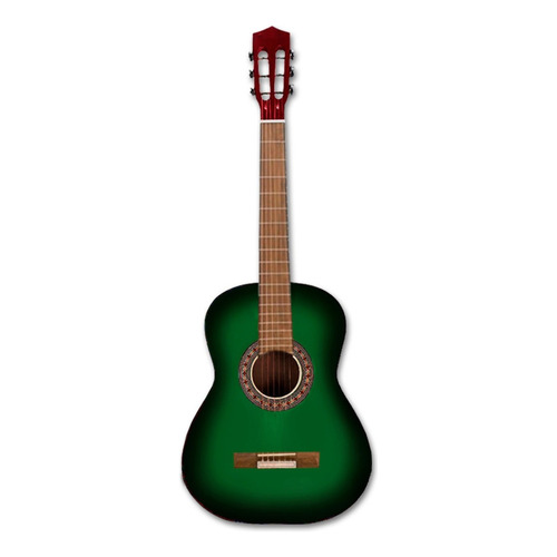 Guitarra criolla clásica Midiplus Clásica con funda para diestros verde brillante