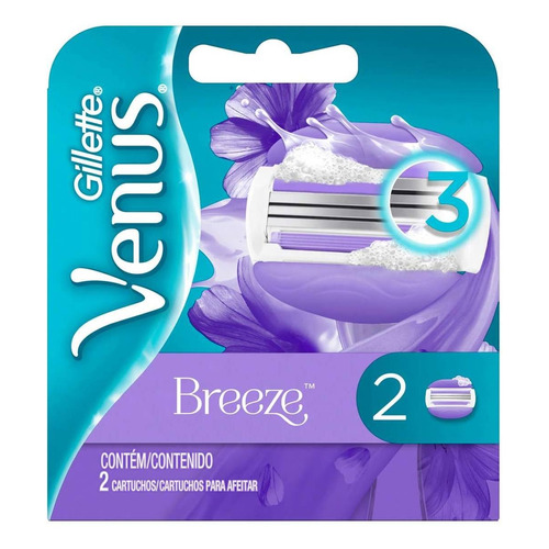 Cartuchos Para Máquina De Afeitar Gillette Venus Breeze 2 Cartuchos