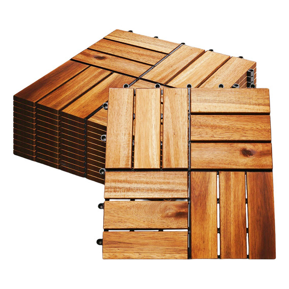 Piso Modular Deck De Madera Acacia Interior Exterior 30x30 P