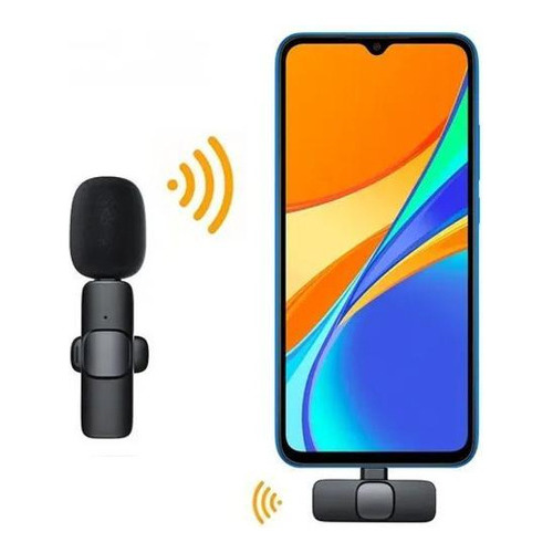 Micrófono inalámbrico de solapa compatible con Android USB C tipo C, color negro
