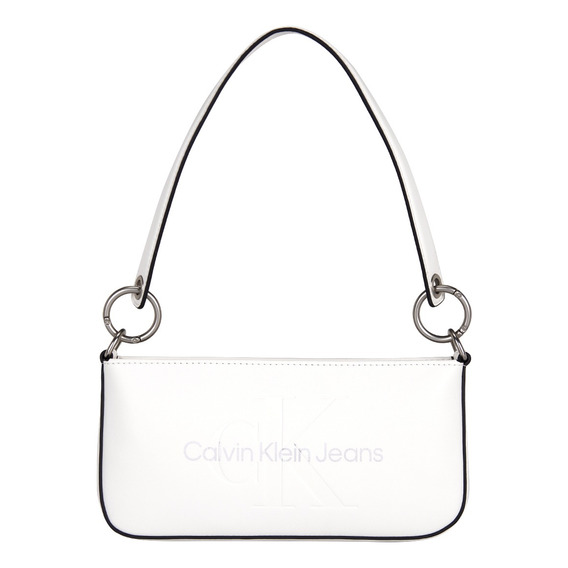 Bolsa Ck Para Mujer K60k610679 Acabado de los herrajes Níquel Color White/Silver Logo Correa de hombro Multicolor Diseño de la tela Liso