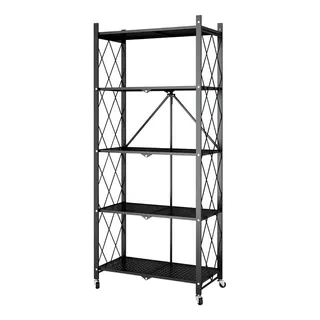 Estante Rack Plegable Oem I-esp02 Metalico 5 Repisas Anaquel /e Color Negro