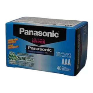 Pilas Aaa Panasonic Caja 40 Unidades Ultra Hyper De Carbon Zinc R03