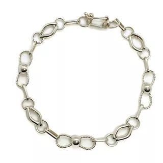 Pulsera Arandelas Bolitas Exclusiva De Plata 950 20cm 