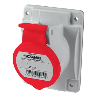 Base Empotrable Industrial Scame 3p+t+n 16a 6h Ip44 Color Rojo
