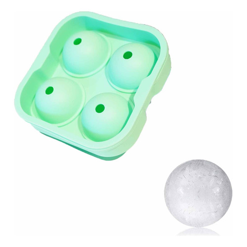 Cubetera De Silicona Ionify Para 4 Esferas De Hielo Grandes Color Verde pastel